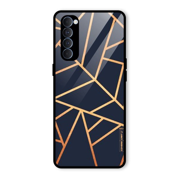 Golden Pattern Glass Back Case for Oppo Reno4 Pro