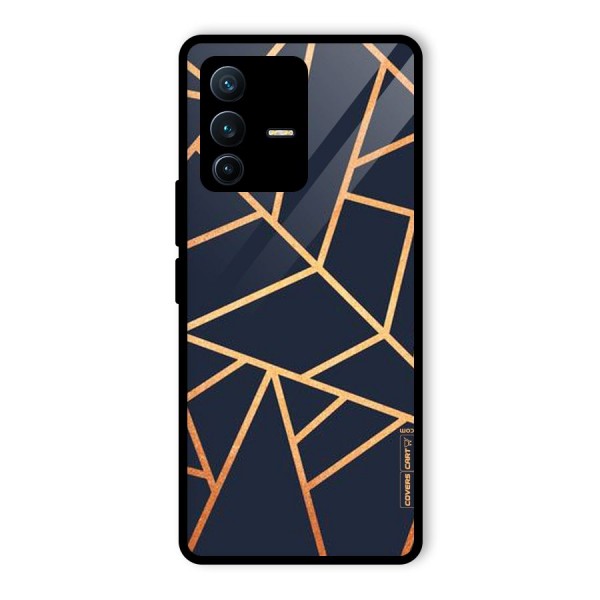 Golden Pattern Glass Back Case for Vivo V23 Pro