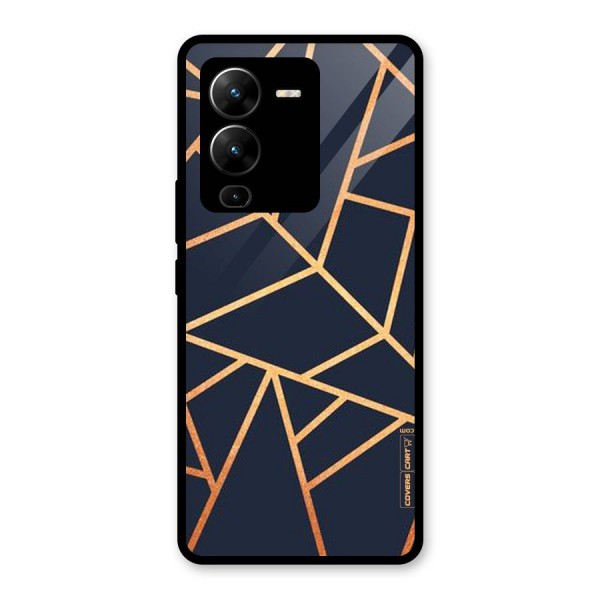 Golden Pattern Glass Back Case for Vivo V25 Pro