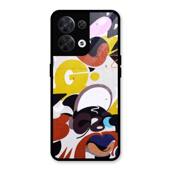 Graffiti Wall Glass Back Case for Oppo Reno8 5G