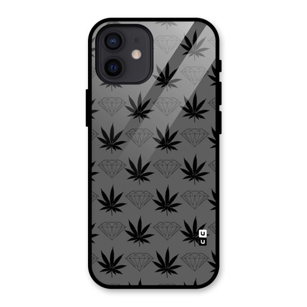 Grass Diamond Glass Back Case for iPhone 12