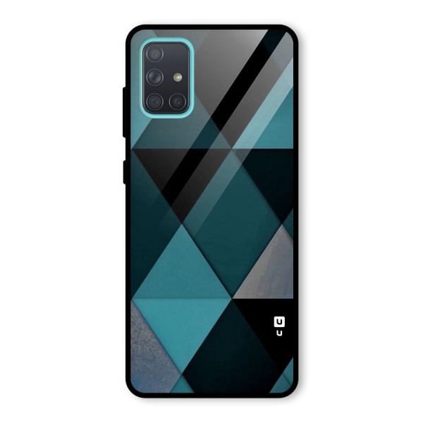 Green Black Shapes Glass Back Case for Galaxy A71