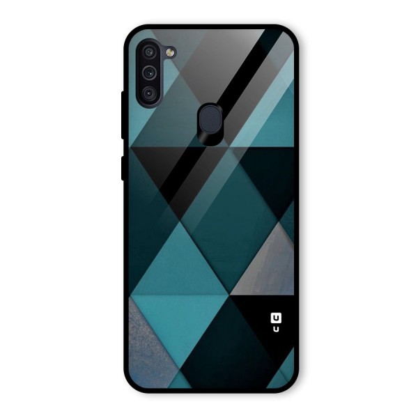 Green Black Shapes Glass Back Case for Galaxy M11