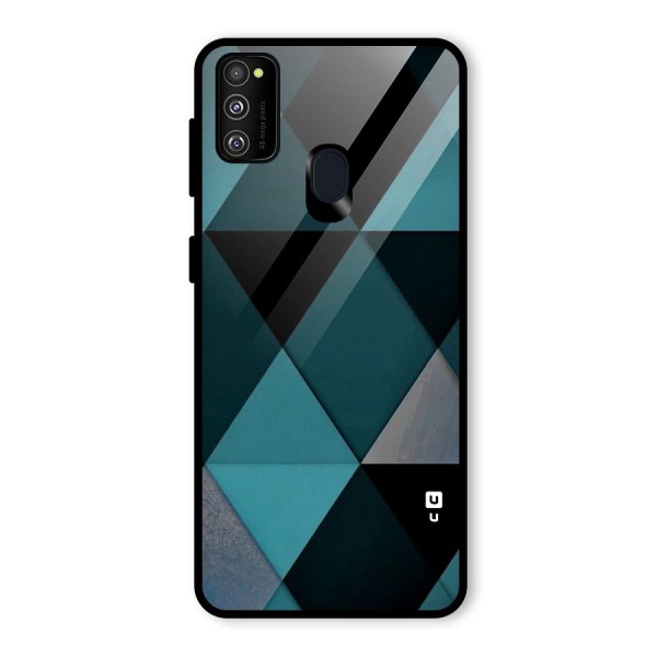 Green Black Shapes Glass Back Case for Galaxy M30s