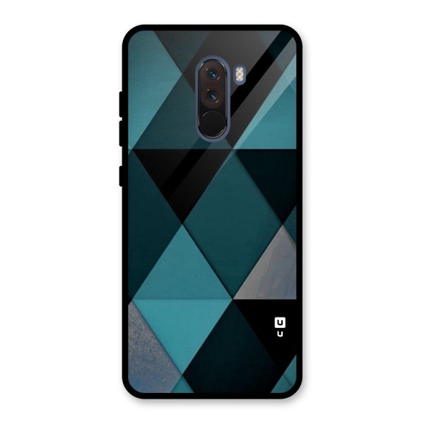 Green Black Shapes Glass Back Case for Poco F1