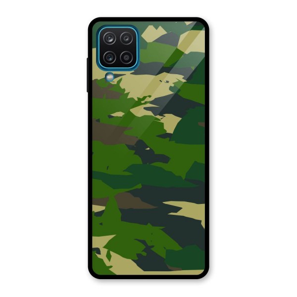 Green Camouflage Army Glass Back Case for Galaxy A12