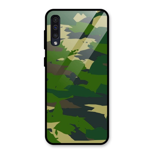 Green Camouflage Army Glass Back Case for Galaxy A50s