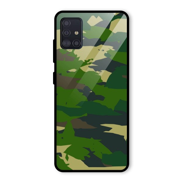 Green Camouflage Army Glass Back Case for Galaxy A51