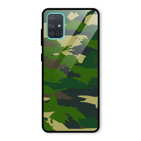 Green Camouflage Army Glass Back Case for Galaxy A71