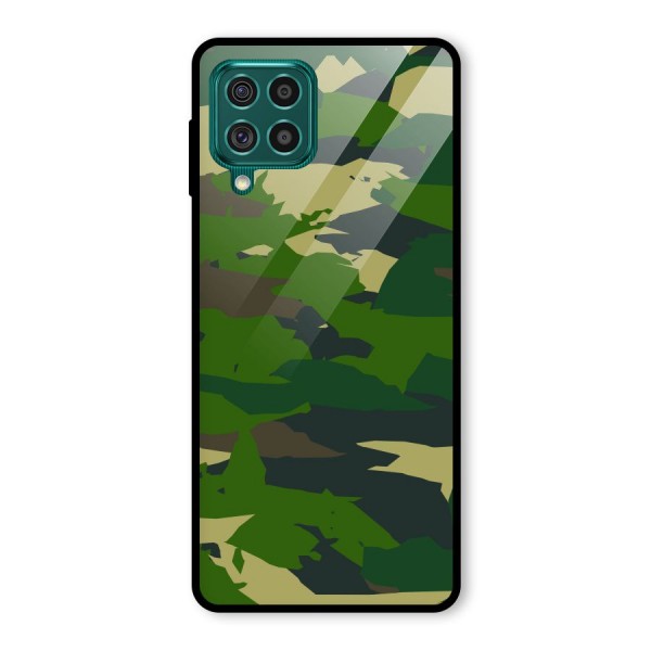 Green Camouflage Army Glass Back Case for Galaxy F62