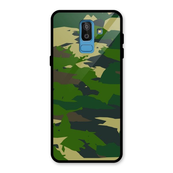 Green Camouflage Army Glass Back Case for Galaxy J8