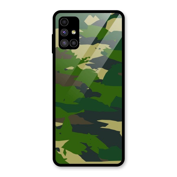 Green Camouflage Army Glass Back Case for Galaxy M51