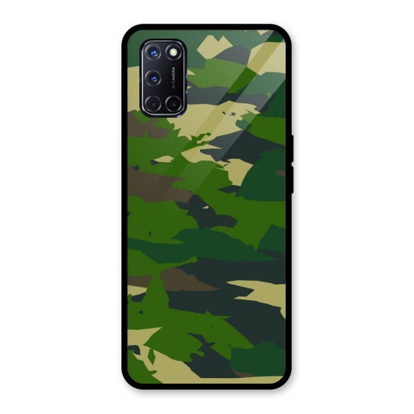 Green Camouflage Army Glass Back Case for Oppo A52