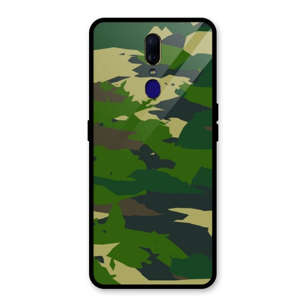 Green Camouflage Army Glass Back Case for Oppo F11