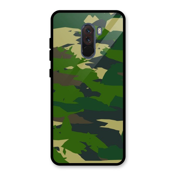 Green Camouflage Army Glass Back Case for Poco F1