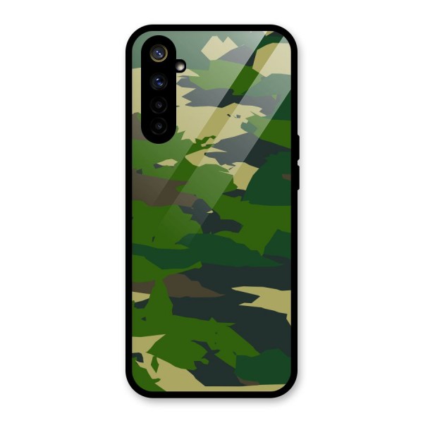 Green Camouflage Army Glass Back Case for Realme 6i