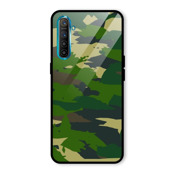 Green Camouflage Army Glass Back Case for Realme XT