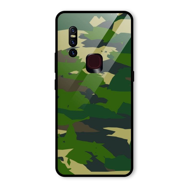 Green Camouflage Army Glass Back Case for Vivo V15