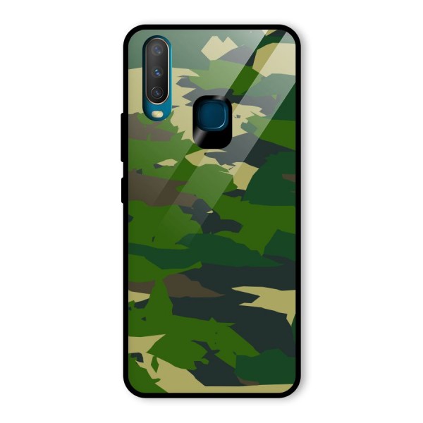 Green Camouflage Army Glass Back Case for Vivo Y12