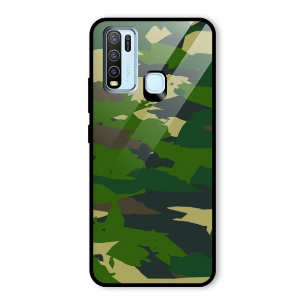 Green Camouflage Army Glass Back Case for Vivo Y30