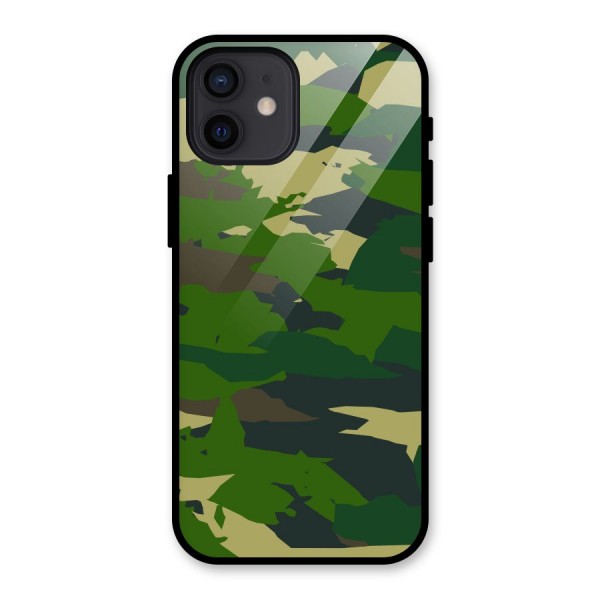 Green Camouflage Army Glass Back Case for iPhone 12