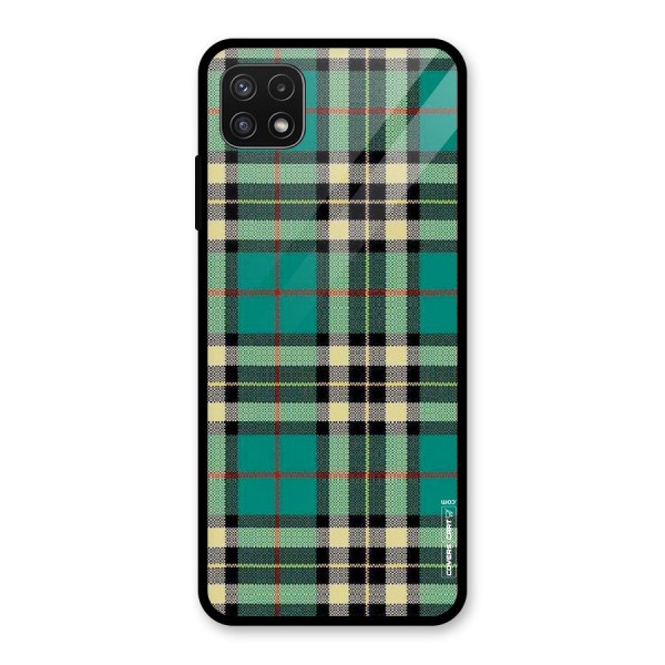 Green Check Glass Back Case for Galaxy A22 5G