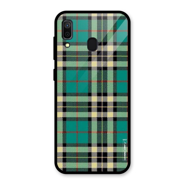 Green Check Glass Back Case for Galaxy A30