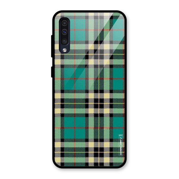 Green Check Glass Back Case for Galaxy A50s