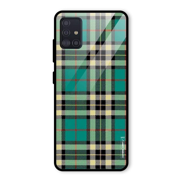 Green Check Glass Back Case for Galaxy A51