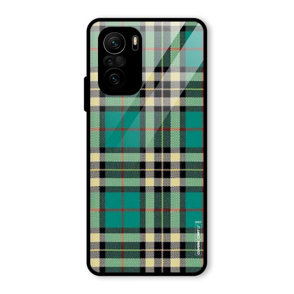 Green Check Glass Back Case for Mi 11x