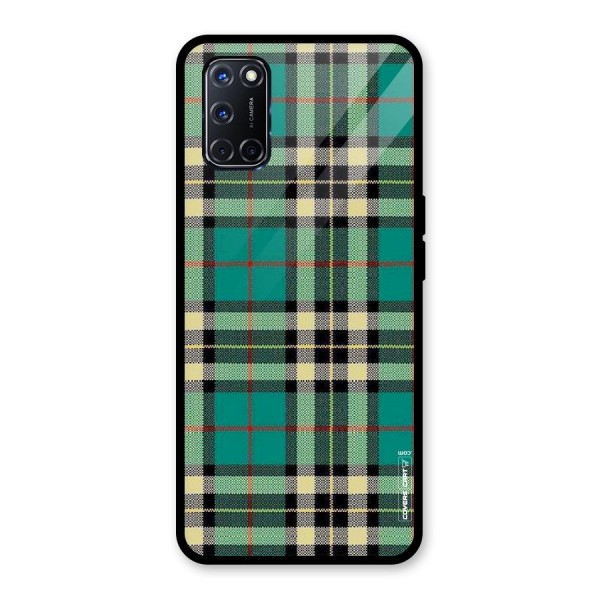 Green Check Glass Back Case for Oppo A52