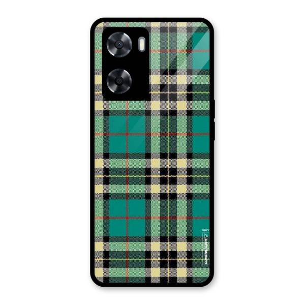 Green Check Glass Back Case for Oppo A57 2022