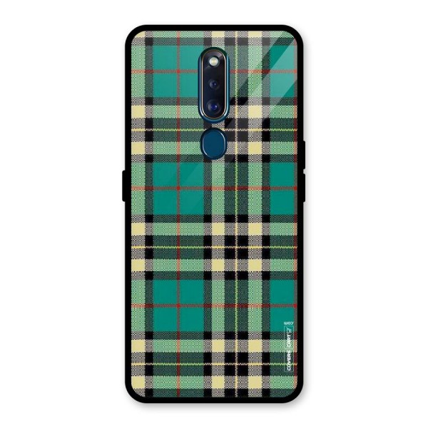 Green Check Glass Back Case for Oppo F11 Pro