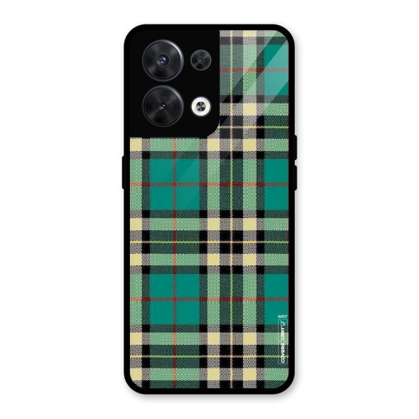 Green Check Glass Back Case for Oppo Reno8 5G