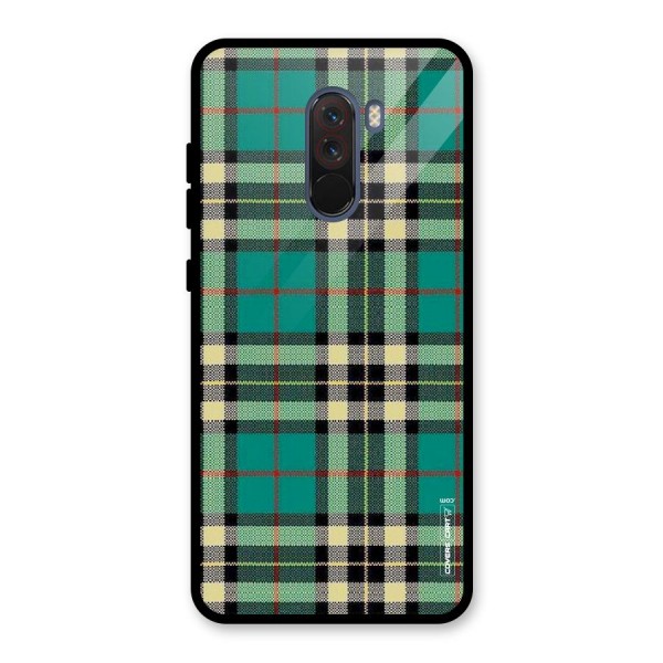 Green Check Glass Back Case for Poco F1