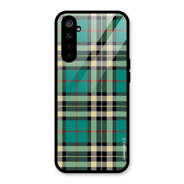 Green Check Glass Back Case for Realme 6