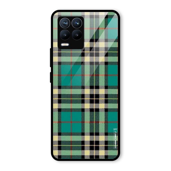 Green Check Glass Back Case for Realme 8 Pro