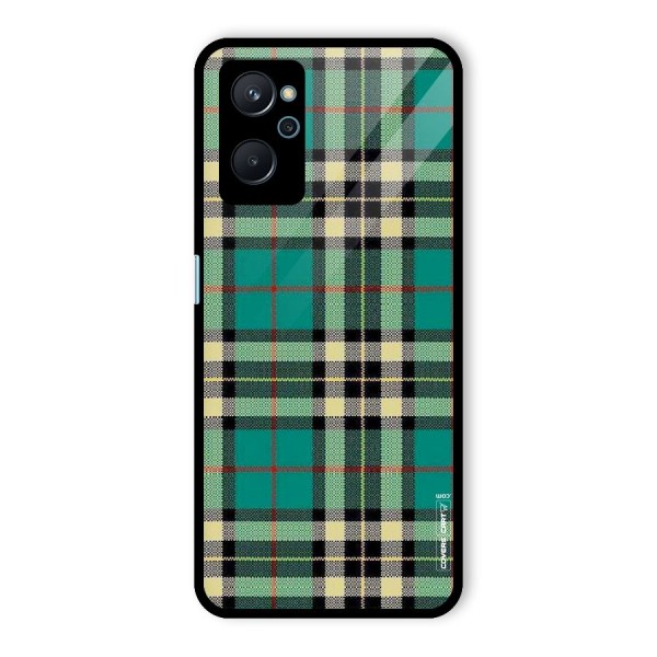 Green Check Glass Back Case for Realme 9i