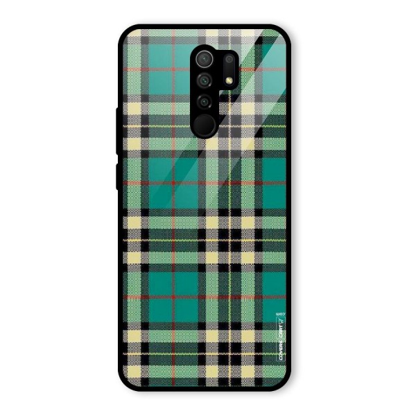 Green Check Glass Back Case for Redmi 9 Prime