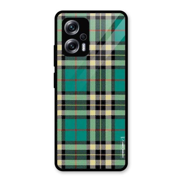 Green Check Glass Back Case for Redmi K50i