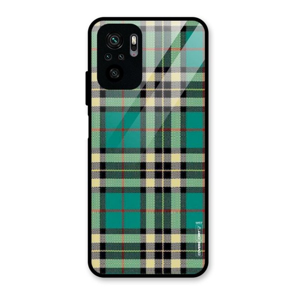 Green Check Glass Back Case for Redmi Note 10