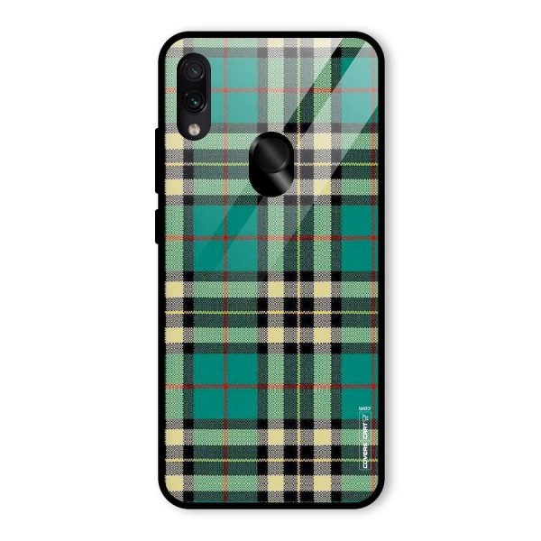 Green Check Glass Back Case for Redmi Note 7