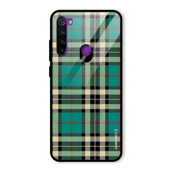 Green Check Glass Back Case for Redmi Note 8