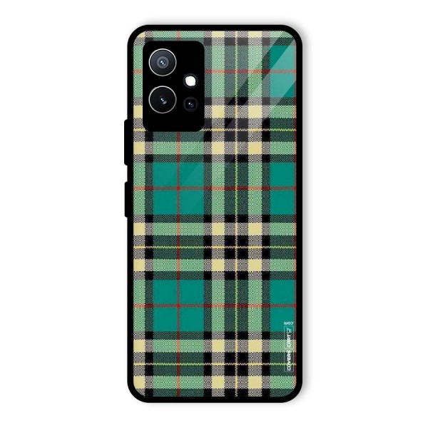 Green Check Glass Back Case for Vivo T1 5G