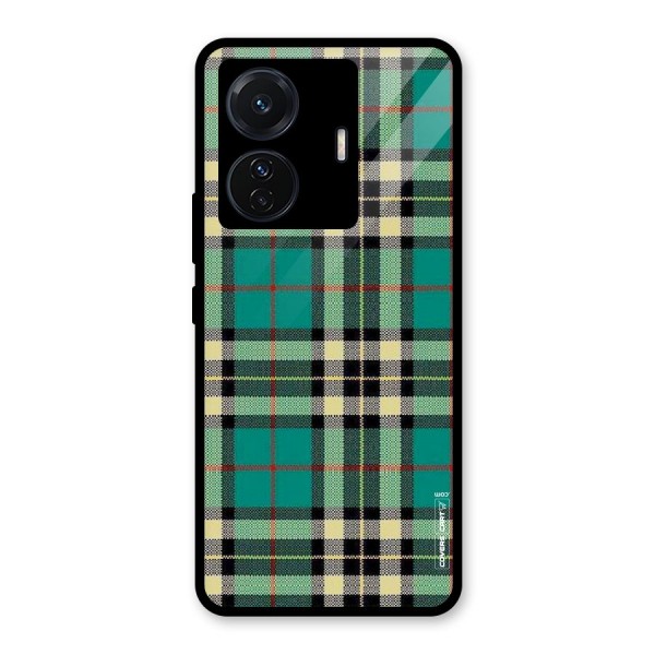 Green Check Glass Back Case for Vivo T1 Pro