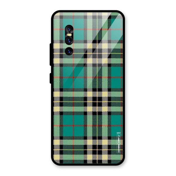 Green Check Glass Back Case for Vivo V15 Pro