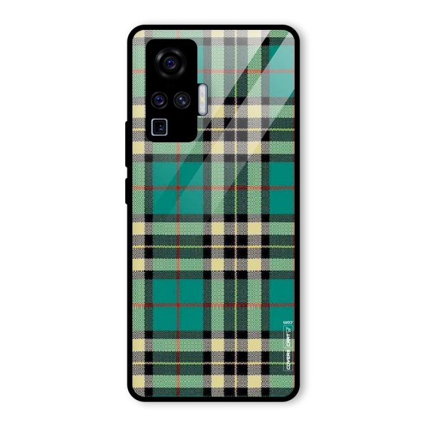 Green Check Glass Back Case for Vivo X50 Pro