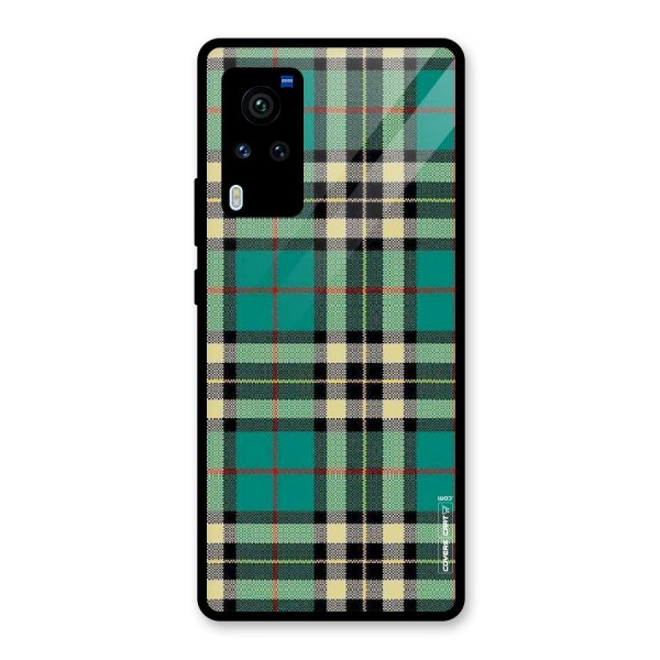 Green Check Glass Back Case for Vivo X60 Pro