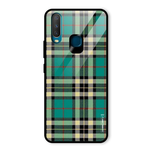 Green Check Glass Back Case for Vivo Y12