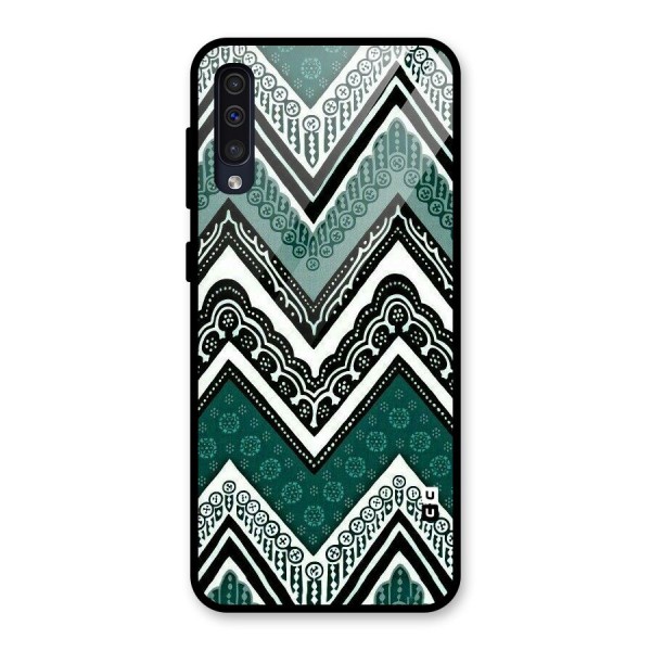 Green Chevron Glass Back Case for Galaxy A50s